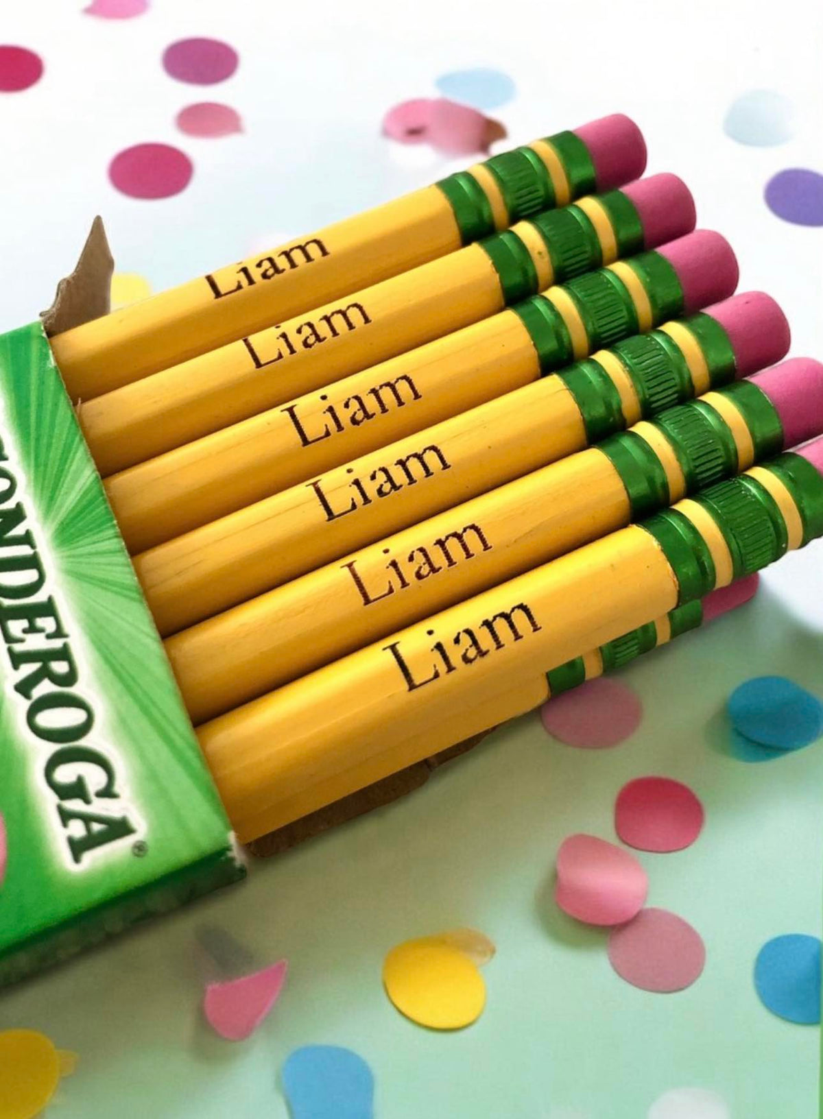 24 Pastel Green Hexagon Personalized Pencils – Customizable, Made In USA