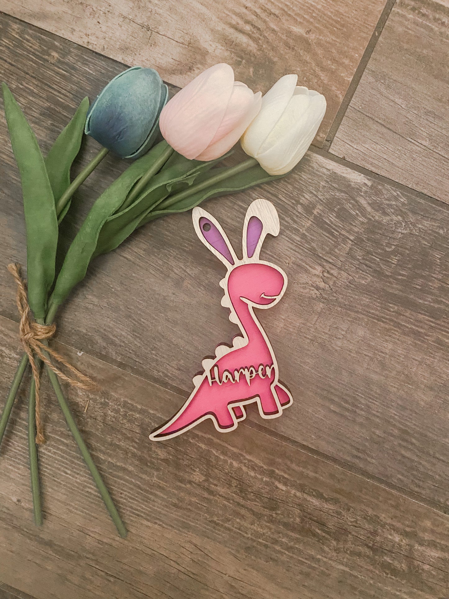 Dino Bunny Basket Tag