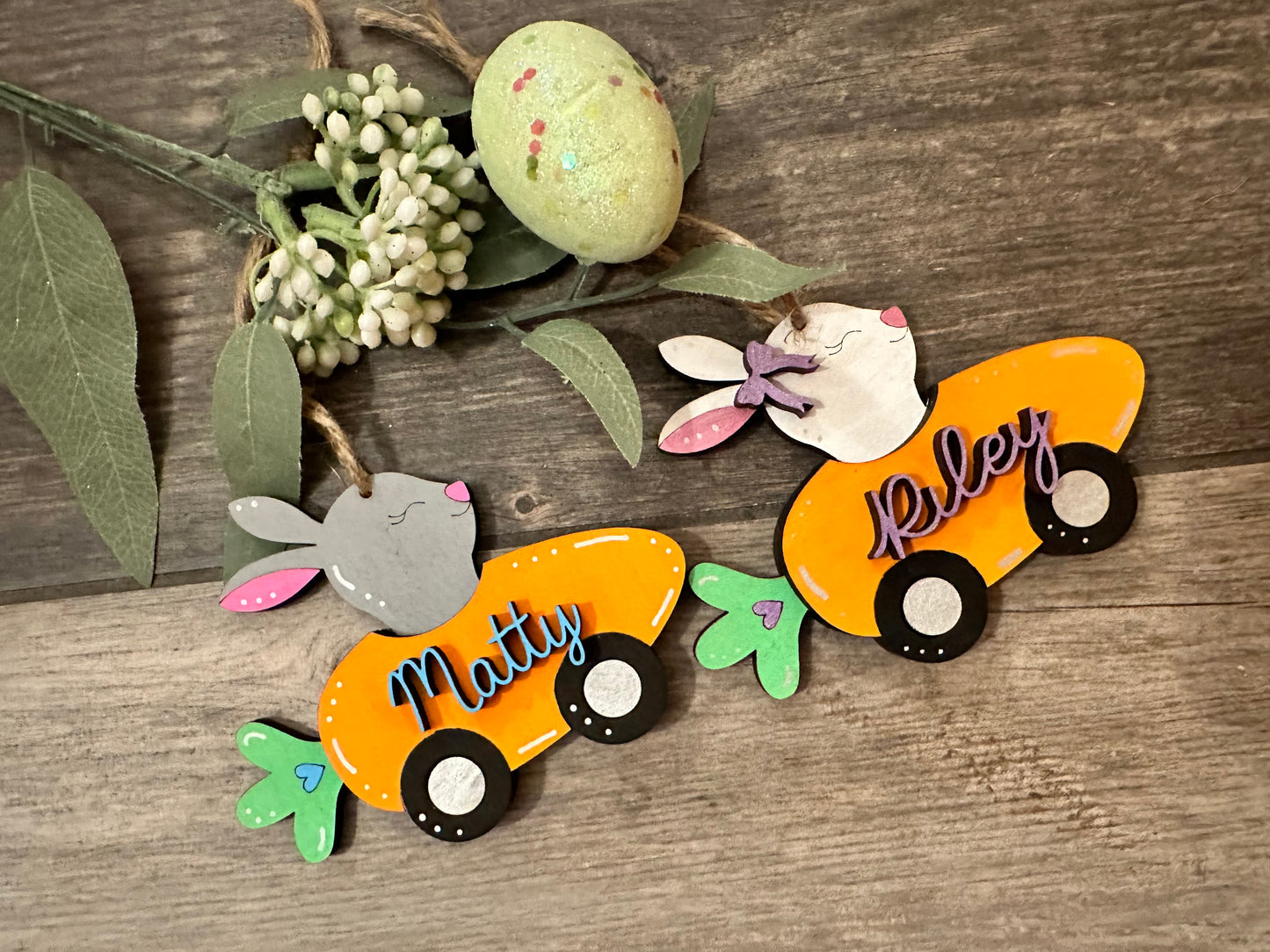 Bunny Carrot Car Basket Tag