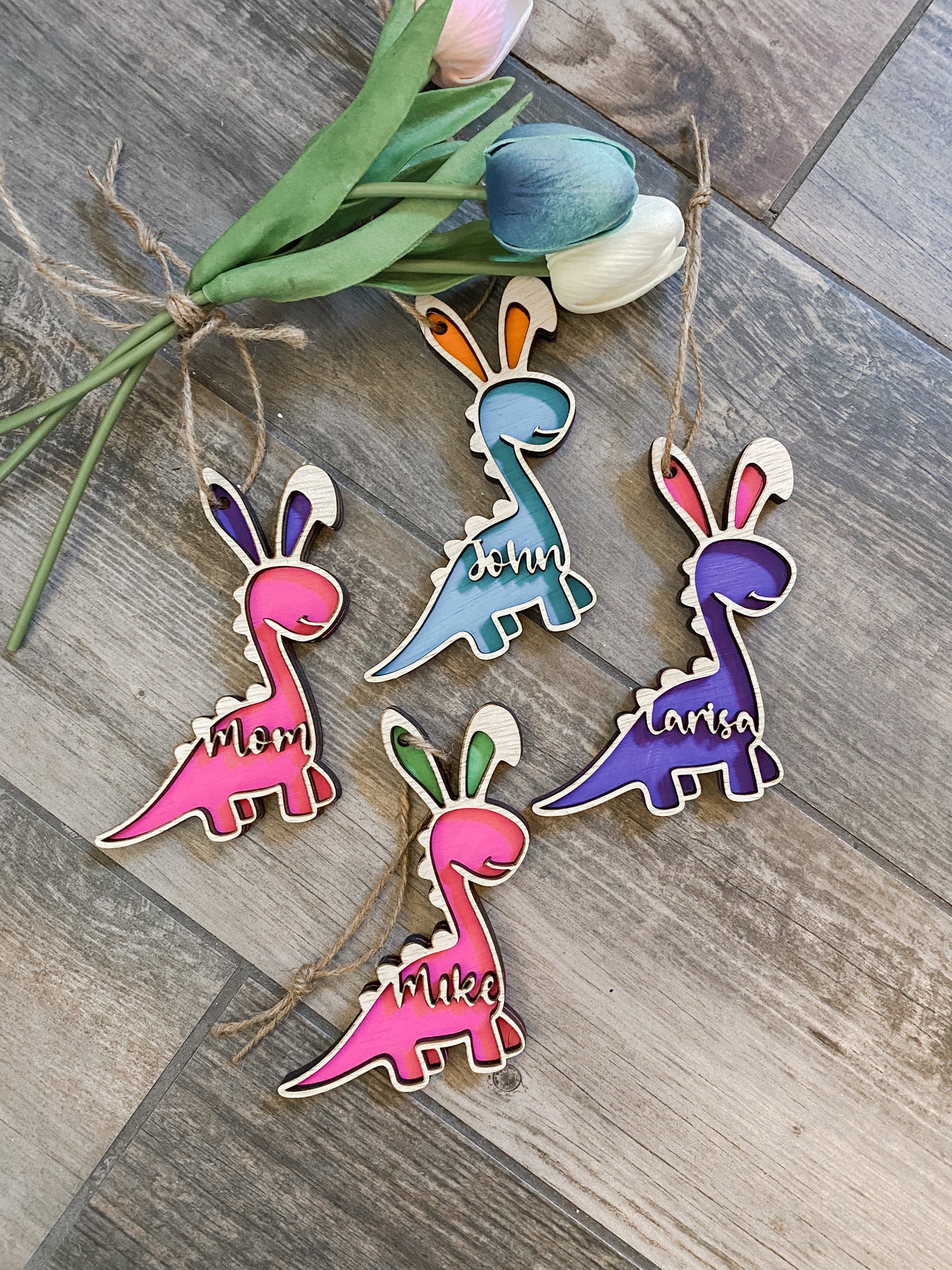 Dino Bunny Basket Tag